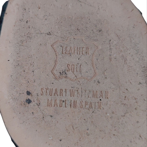 Stuart Weitzman BLack Leather Peep Toe Snakeskin Embossed Kitten Heels Size 6 M - Picture 10 of 11